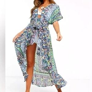 America & Beyond Women's Aztec Printed Beach Swimsuit Cover Up One Size